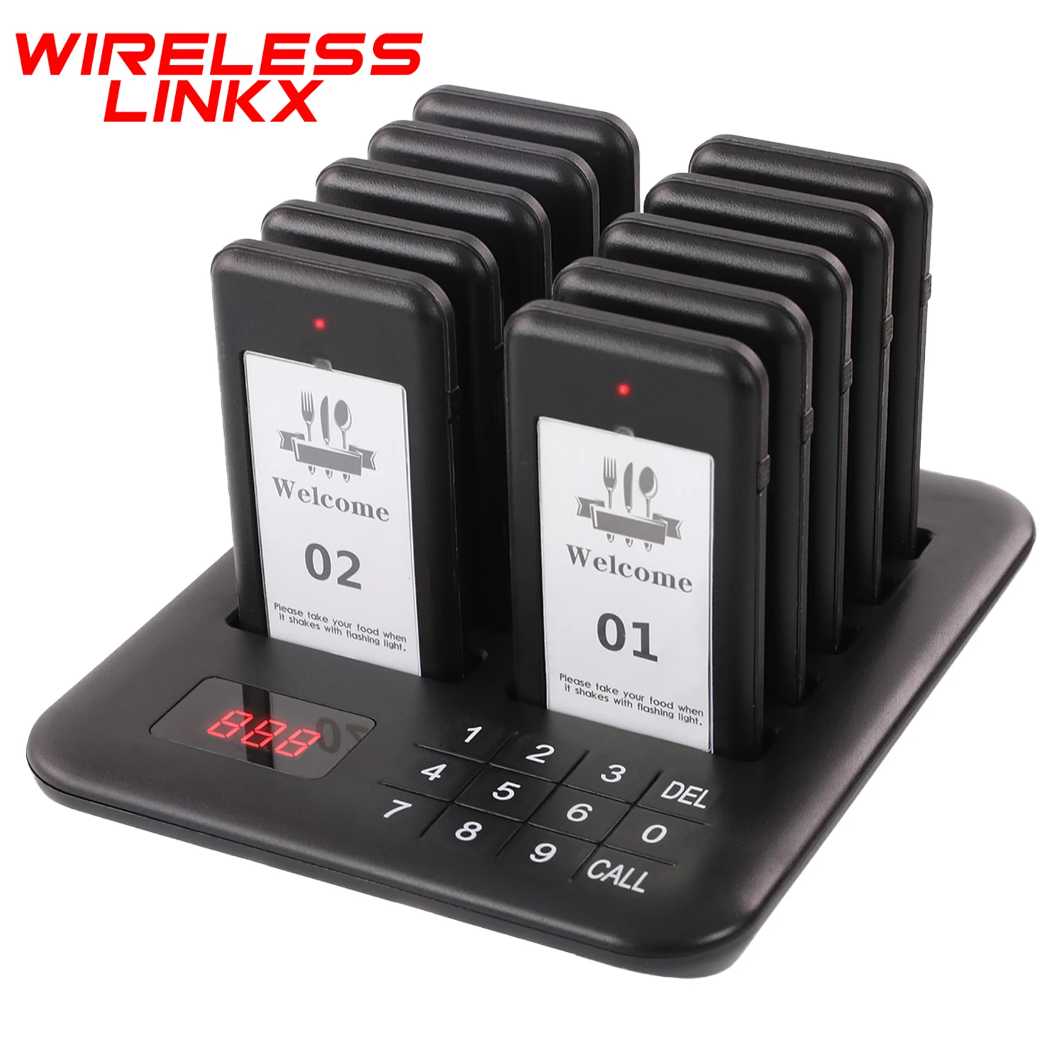Wireless Restaurant Pager System 10 Pagers Food Truck Buzzer Fast Food Shop Receiver Calling System For Bar Cafe wireless calling system