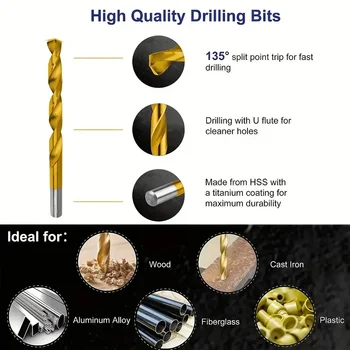99Pcs Titanium Drill Bit Set 6
