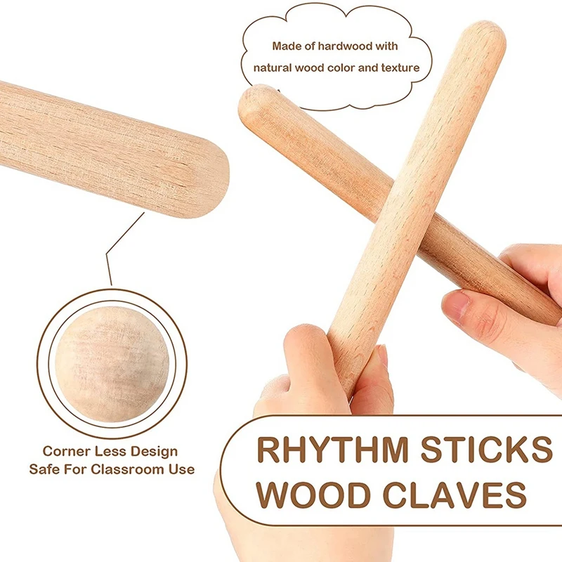 Musical Percussion Instrument Set,Rhythm Sticks + Wood Egg Shakers + Tambourine Jingles Bell,for Christmas Kids Party