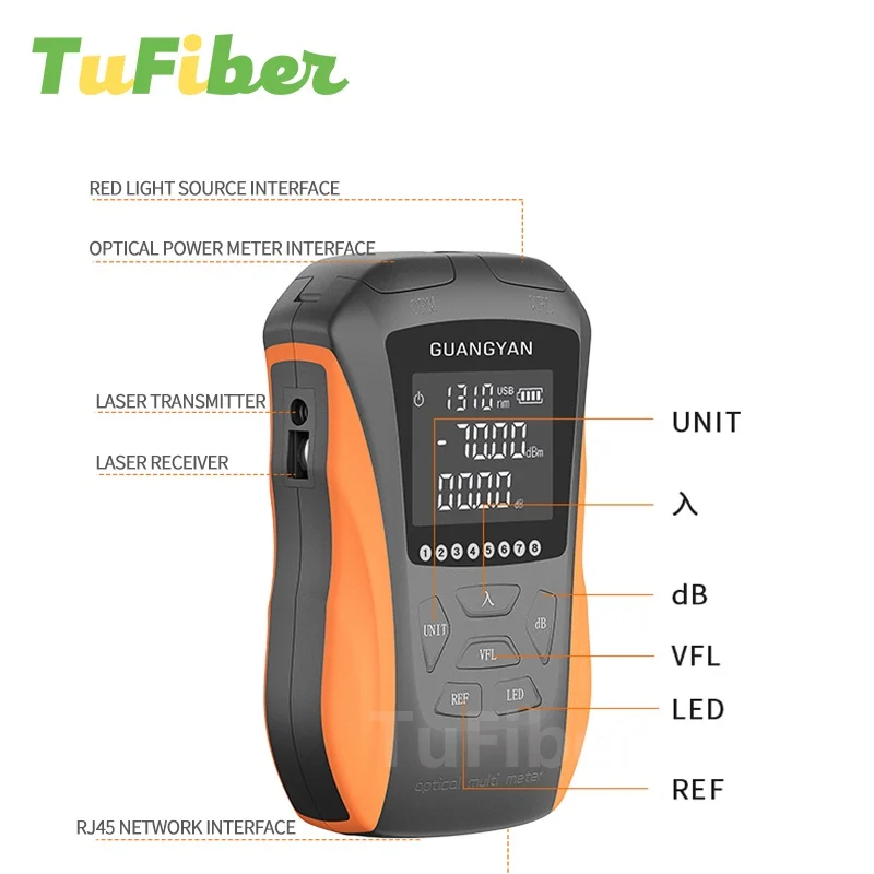 6 in 1 Optical Fiber Power Meter High Precision Rechargeable OPM G8 Visual Fault Locator Network Cable Test Line Finder VFL