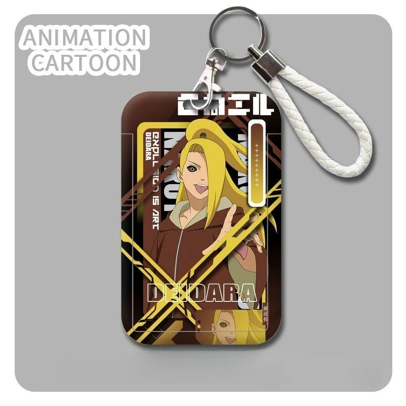 Naruto & Sasuke Cartoon Card Holder with Anti-Loss Case and Pendant