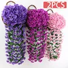 2PCS Artificial Violet Hanging Flower Vines Plastic Fake Flowers Wall Decor Plants Garland for Wedding Home Garden Decoration 1