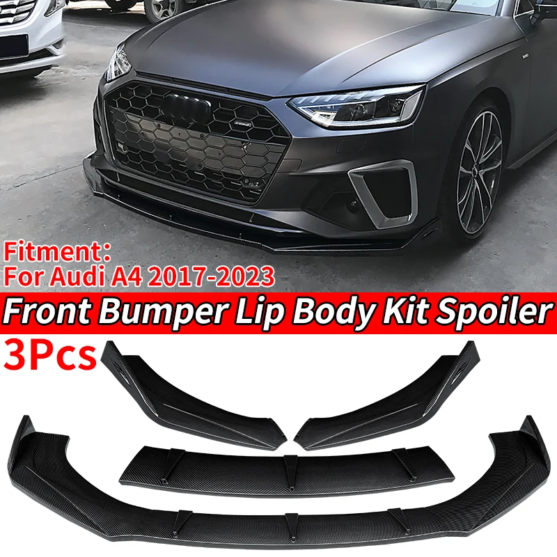 【新品・未開封】 Audi ブラック フロントバンパースポイラー 4ピースセット 新品・未開封】 Audi ブラック フロントバンパースポイラー 4ピースセット