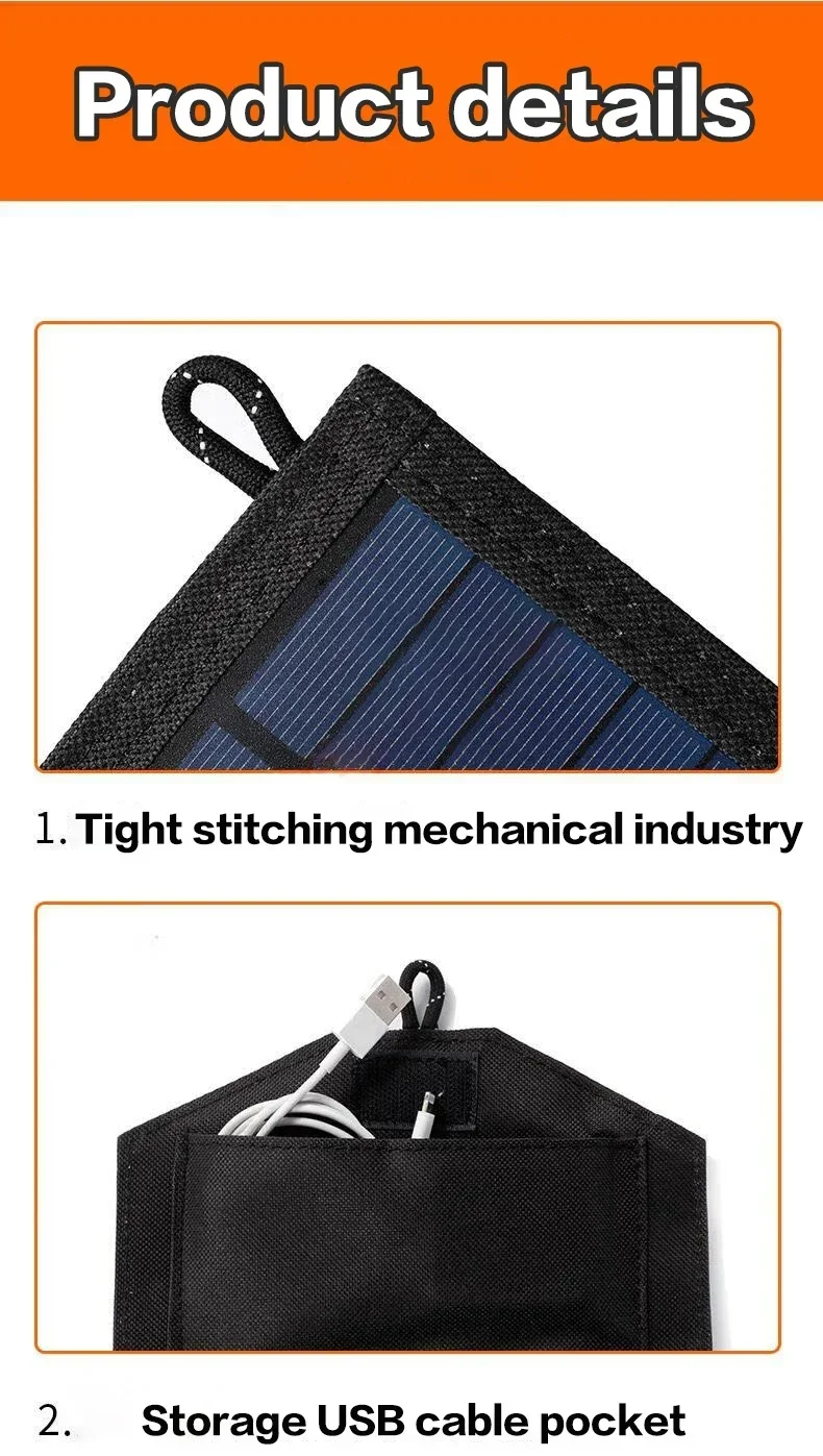 800W 6-fold Foldable Solar Panel Portable Solar Panels Charger USB 5V DC Full time Power Panel Mobile Power Supply