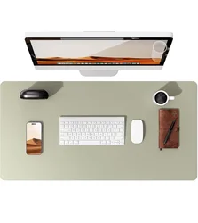 Premium Waterproof Leather Desk Pad - Elegant Non - Slip Office Workspace Protector - 120x50 cm (Sage Green)