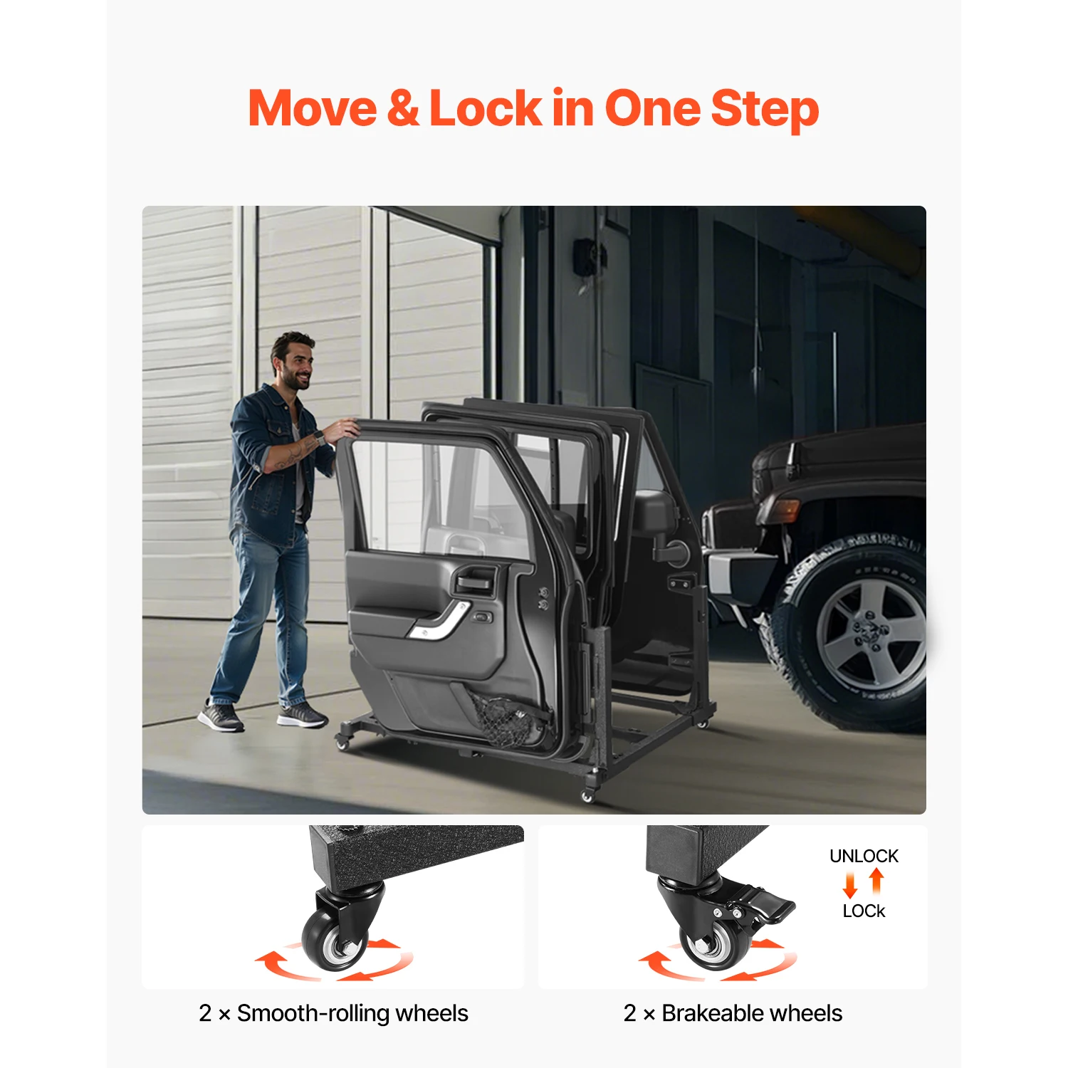 Steel Jeep Door Storage Cart for Wrangler JKU JL Gladiator