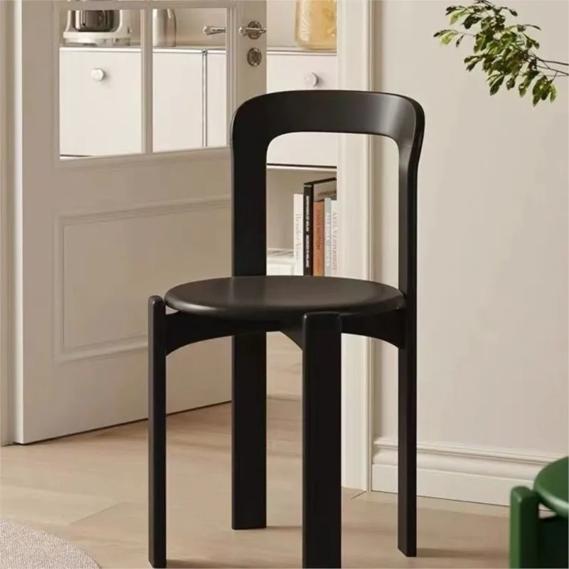 French Retro Dining Chair Design Master's Makeup Backrest Living Room Chair Minimalist Coffee Vintage Solid Wood Furniture