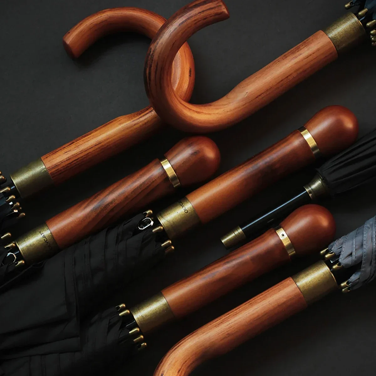 OLYCAT Wooden Long Umbrella Men Business Vintage Big Golf Umbrellas Wind Resistant Simple Outdoor Travel Umbrella Rain Women wind resistant umbrella,windproof umbrella