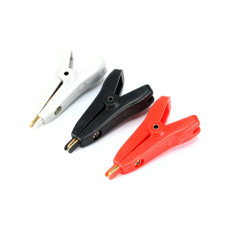 

1PCS 5A Flat Crocodile Clip Cable Battery Metal Test Clips 52mm LCR Kelvin Copper Brass Alligator Clamp Insulated