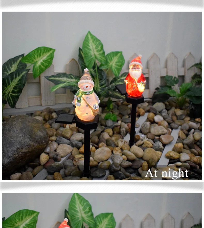 2024 Christmas Pathway LED Solar Lights Outdoor Waterproof Lawn Stake Lamp for Walkway Yard Home Decor Holiday Santa Claus