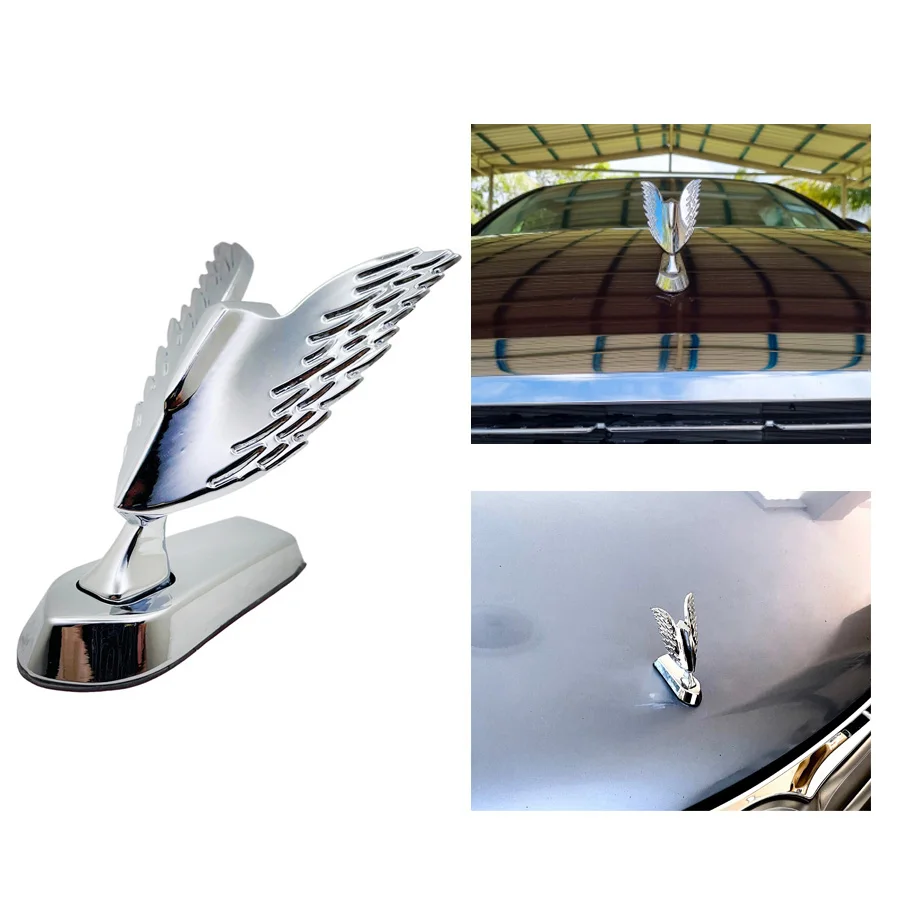 1PC 3D Alloy Eagle Wing Front Bonnet Emblem Car Styling Stand Hood Badge Decal Motorcycle Scooter Mud Guard Ornament Stickers aluminium alloy car engine hood bonnet release handle cover kit for audi tt mk2 2007 2014 8j tts ttrs rs lhd rhd 8j1823533c 4pk