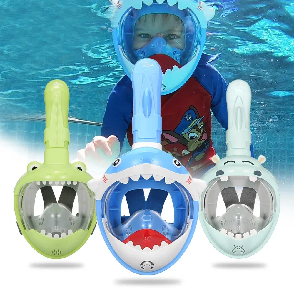 Cartoon Diving Mask Full Face for Child Snorkeling Mask for Kids Boy Girls Underwater Anti Fog Swimming Goggles Equipment