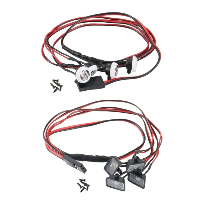 

4 LED Light Square Round Headlights for 1/24 Car Axial SCX24 90081 AXI00001