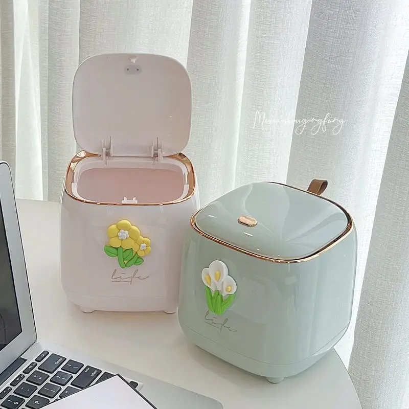 Desktop Trash Bin Cute Affordable Luxury Style Household Bedroom Trash