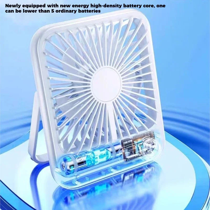 2024 New small fan handy charging long life ultra-thin desktop fan Large wind super quiet folding handheld table fan 2