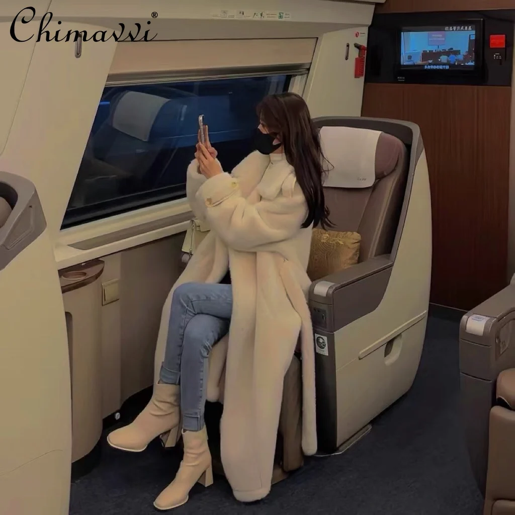 

Европейская меховая женская теплая Повседневная Меховая куртка с длинным рукавом из Европейского меха норки модная Свободная Женская темпераментная длинная Меховая куртка на зиму