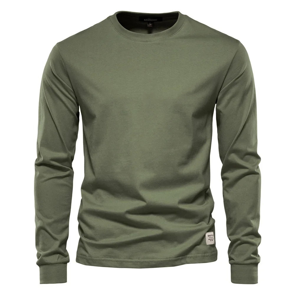 Casual Pure Cotton Long Sleeve Men's T-shirt fabric detail