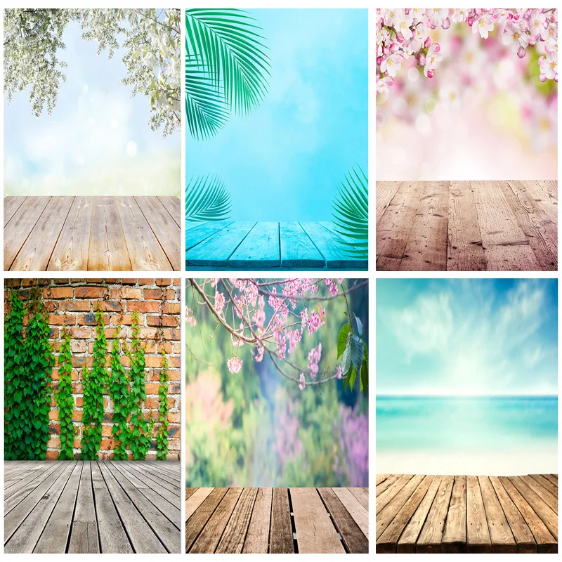 

Spring Forest Wooden Floor Photography Backgrounds Sky Sea Scenery Baby Portrait Photo Backdrops Studio 21415 FGM-02