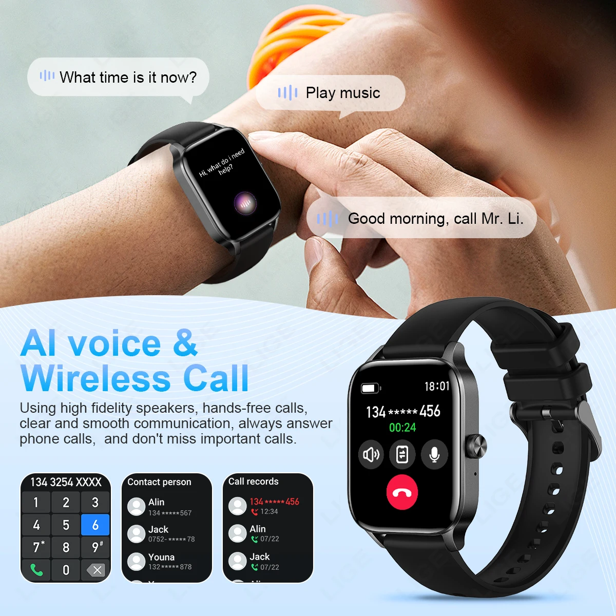 LIGE Fashion Smart Watch Women 1.85” HD Screen Custom Watch Face Women’s Health Monitor Watch Bluetooth Call Sports Smartwatches