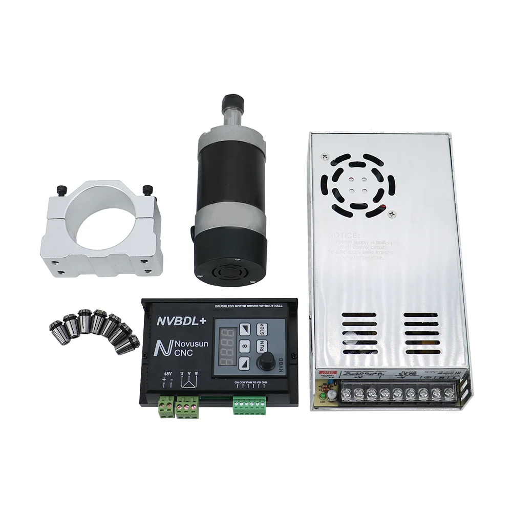 

400w/New products 500w brushless spindle motor + driver + switching power supply 400w 48V/500W48V + 55mm fixture + chucks