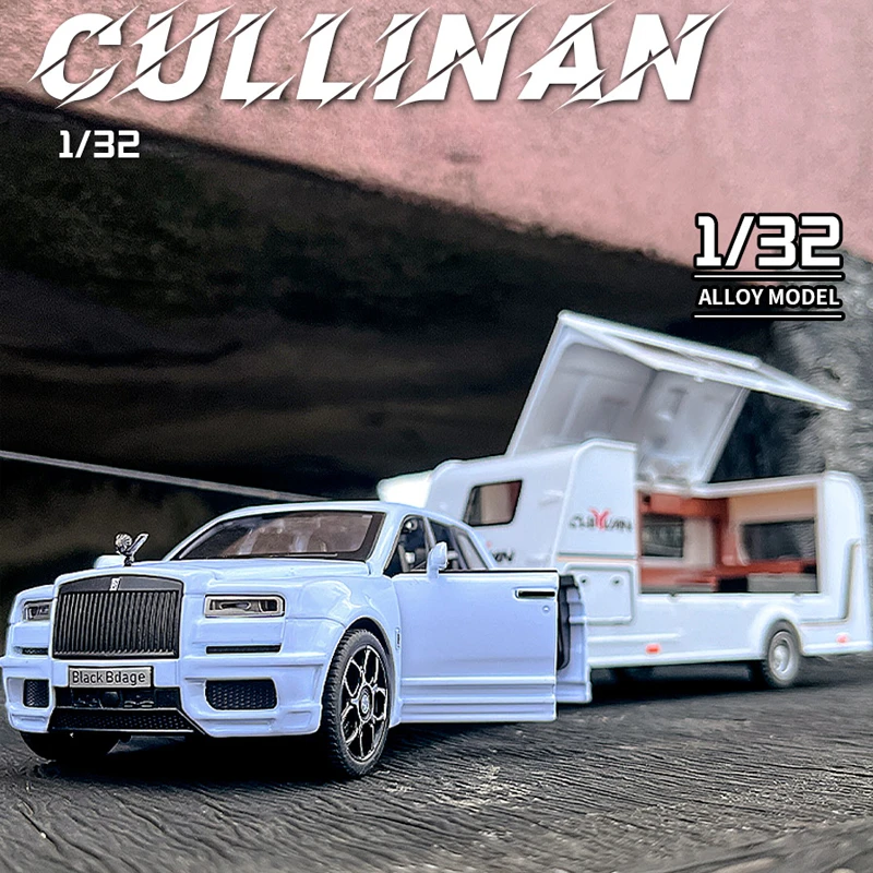 1:32 Diecast Alloy Rolls Royce Cullinan Trailer Rv Set Modello Di Auto Casting Collective Metal Voiture Miniature Boys Diecast Car Toy