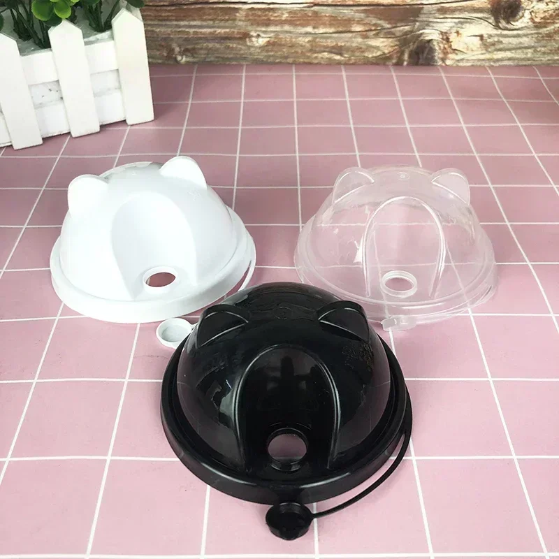 90 Caliber Disposable Milk Tea Cup Lid Thickening Drinks Take-out Food Leak Proof Panda Lid PP Plastic Coffee Pack Cup Cover