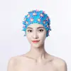 Pearl Floral Petal Swim Cap Flower Long Hair Swimming Cap Lightweight Vintage Style Flower Swimming Cap Water Sports 2