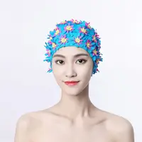 Pearl Floral Petal Swim Cap Flower Long Hair Swimming Cap Lightweight Vintage Style Flower Swimming Cap Water Sports 2