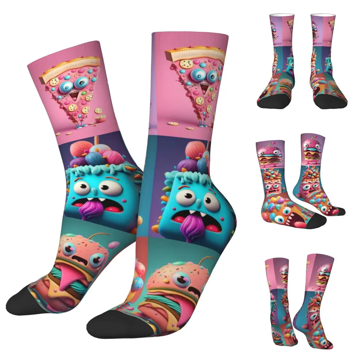 Nutty Chocolate Ice Cream Waffle 4 Men and Women printing Socks,Motion Applicable throughout the year Dressing Gift monster face men women socks leisure beautiful printing suitable for all seasons dressing gifts