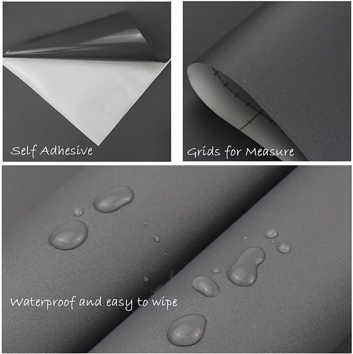 

Matte Dark Gray Contact Paper Peel and Stick Decor Wallpaper for Shelf Liner Cabinet Vinyl Self Adhesive Waterproof Wall Sticker