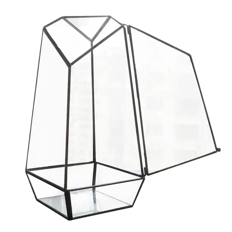 GeometricTerrariumModernHandmadeGlassPlanterPotWithDoor25cm
