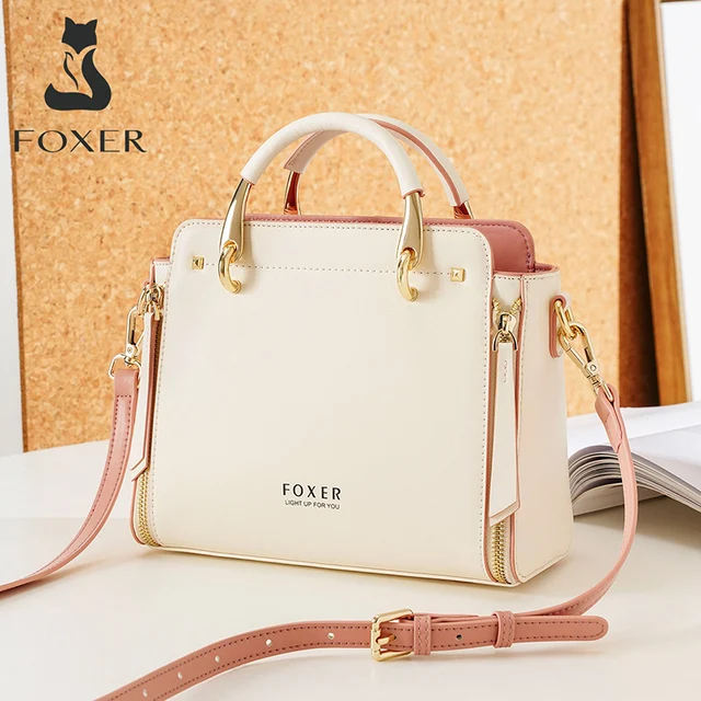 Sac à bandoulière en cuir croûte FOXER pour femme, sac à main élégant, nouveau sac fourre-tout grand format pour femme 2026, sac à bandoulière de luxe 1