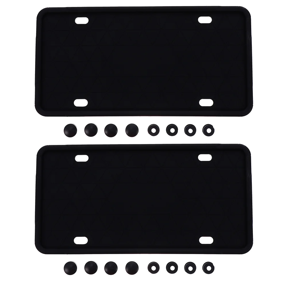 

2 Pcs Silicone License Plate Car Frame Shield Standard Holder Cover Auto Vehicles