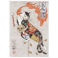 Japanese Ukiyo-e Tattoo Cat Noren Door Curtain Printed Doorway Curtain Kitchen Bedroom Entrance Decoration Hanging Half-Curtains 1