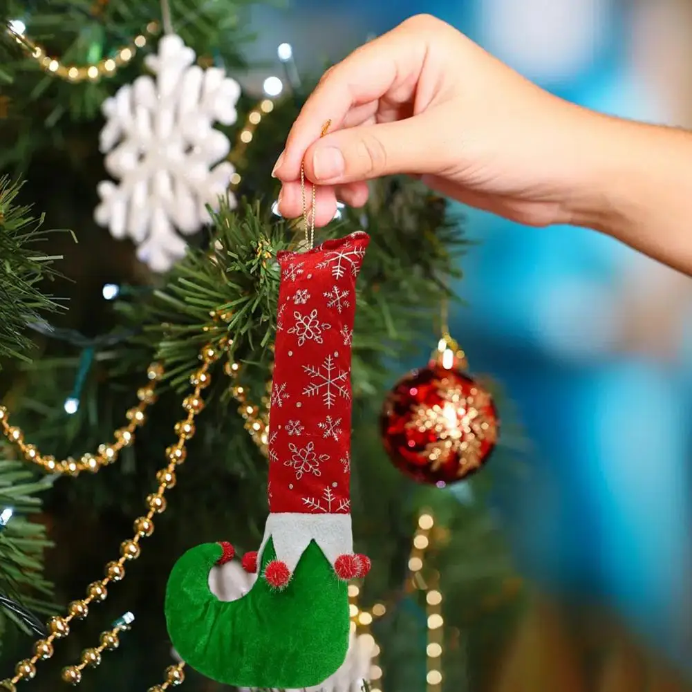 

Reusable Christmas Decorations Colorful Non-woven Fabric Elf Leg Ornaments Festive Xmas Tree Decorations for Home Party