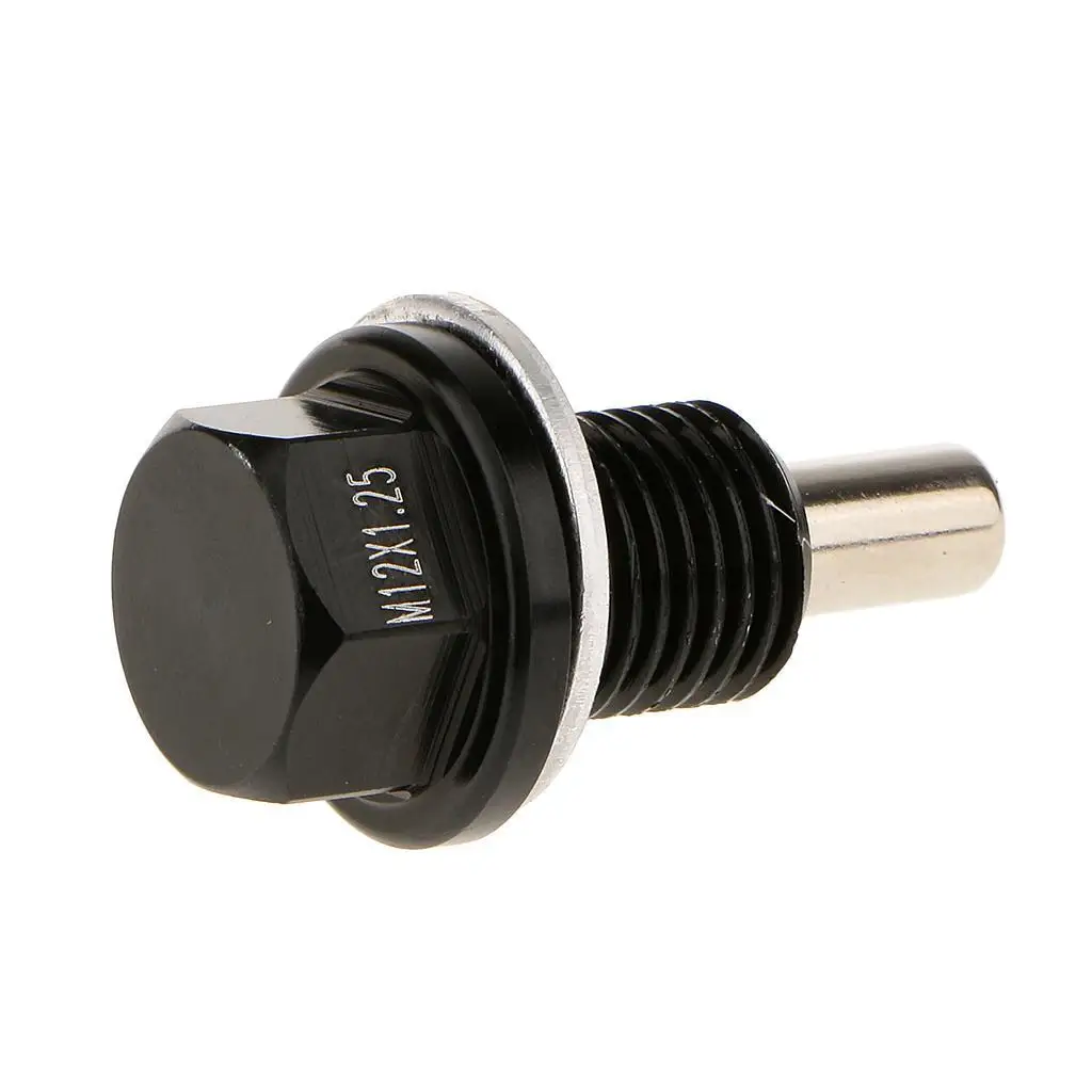 M12X1.25 Anodized Magnetic Engine Oil Pan Drain Bolt Plug For Black