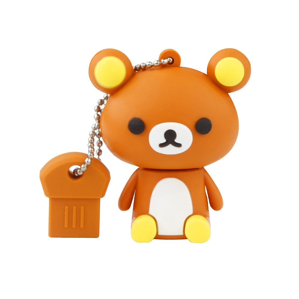JASTER Cute Bear USB Flash Drives 64GB Cartoon Pen Drive 32GB Creative Gifts for Kids Memory Stick 16GB Free Key Chain U disk
