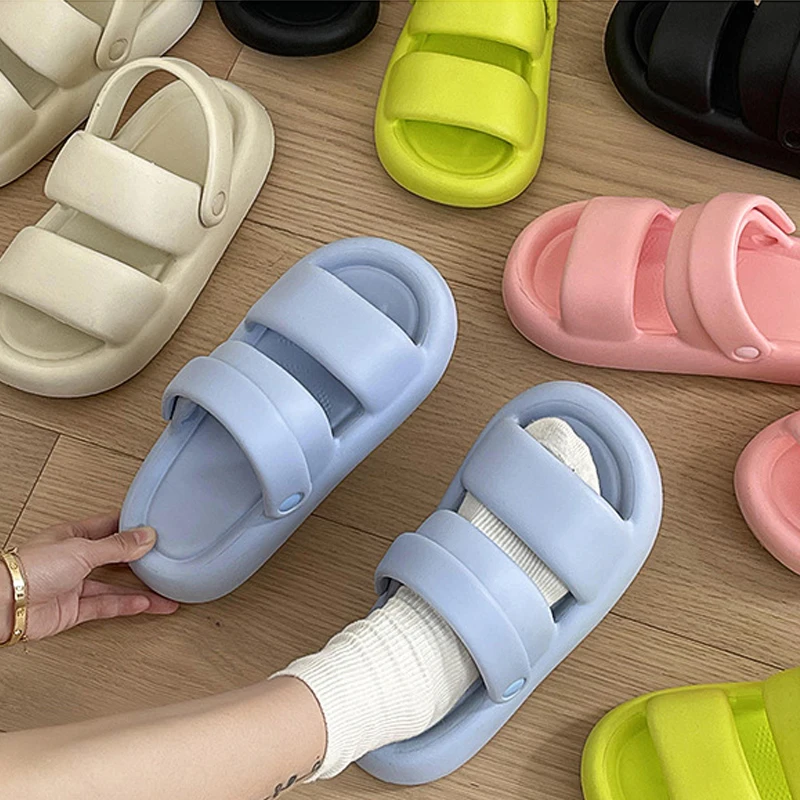 

2023 Summer Thick Bottom Women's Sandals Beach Fashion Korean Platform Slippers Women Flips Home Comfort Flip Flops