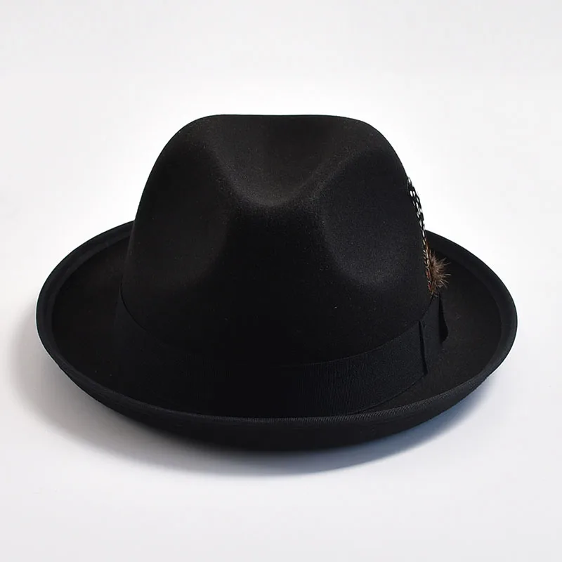 Cappello Trilby In Feltro Di Lana 100% - Stile Pork Pie, Foderato Raso, Fatto A Mano, Per Uomo - Foto 3