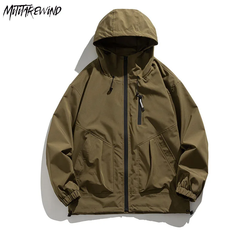

Fashion Casual Solid Jackets Couple Loose Oversized Autumn Winter Zipper Hooded Streetwear Pockets Korean Versatile New Outwear