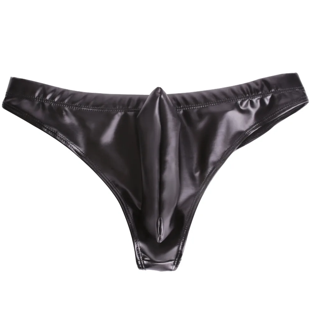 Men Sexy Faux Leather Briefs Tights Shorts Underwear Elastic Stylish New