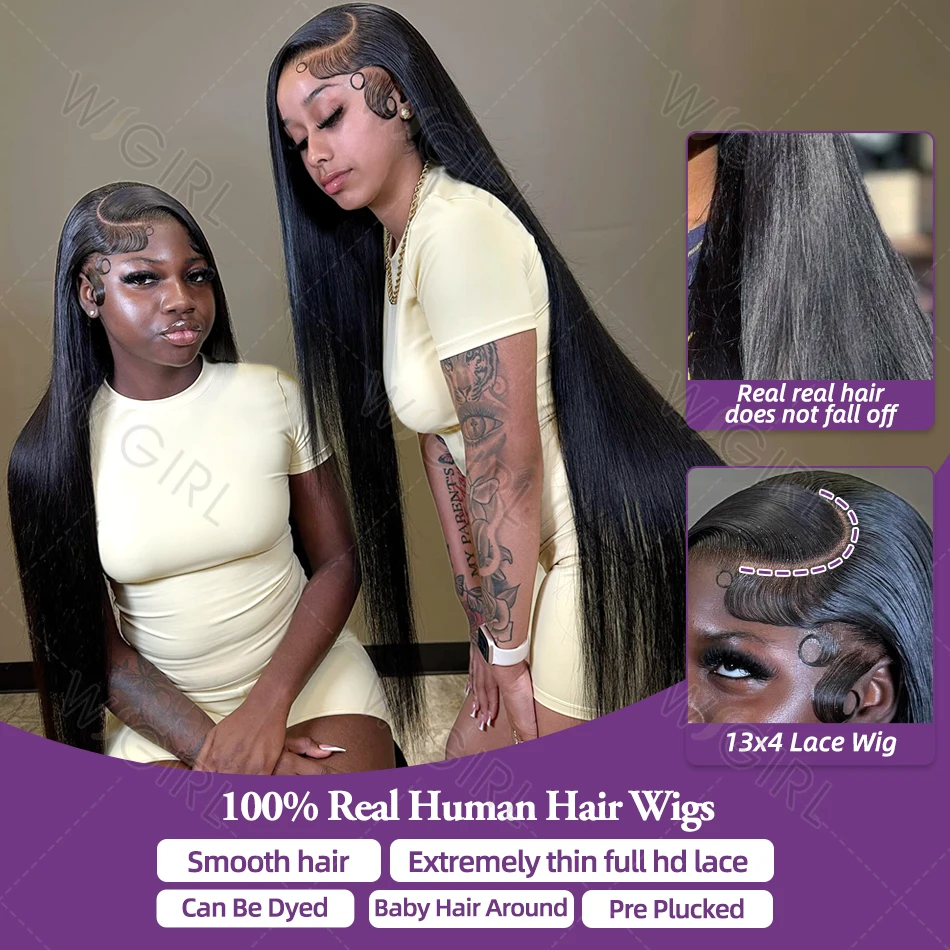 Human Hair Wig 30 40 Inch 13x6 Hd Straight 13x4 Lace Frontal 5x5 Closure Wig For Women