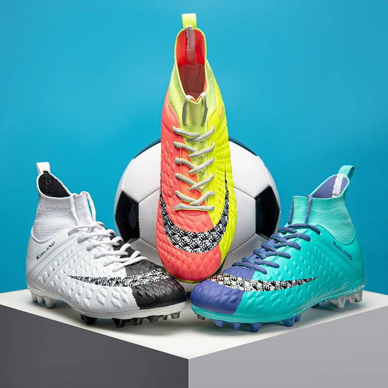 

New Professional Unisex Soccer Shoes Long Spikes TF/FG Ankle Football Boots Outdoor Grass Cleats Football Shoes Eu Size 32-46