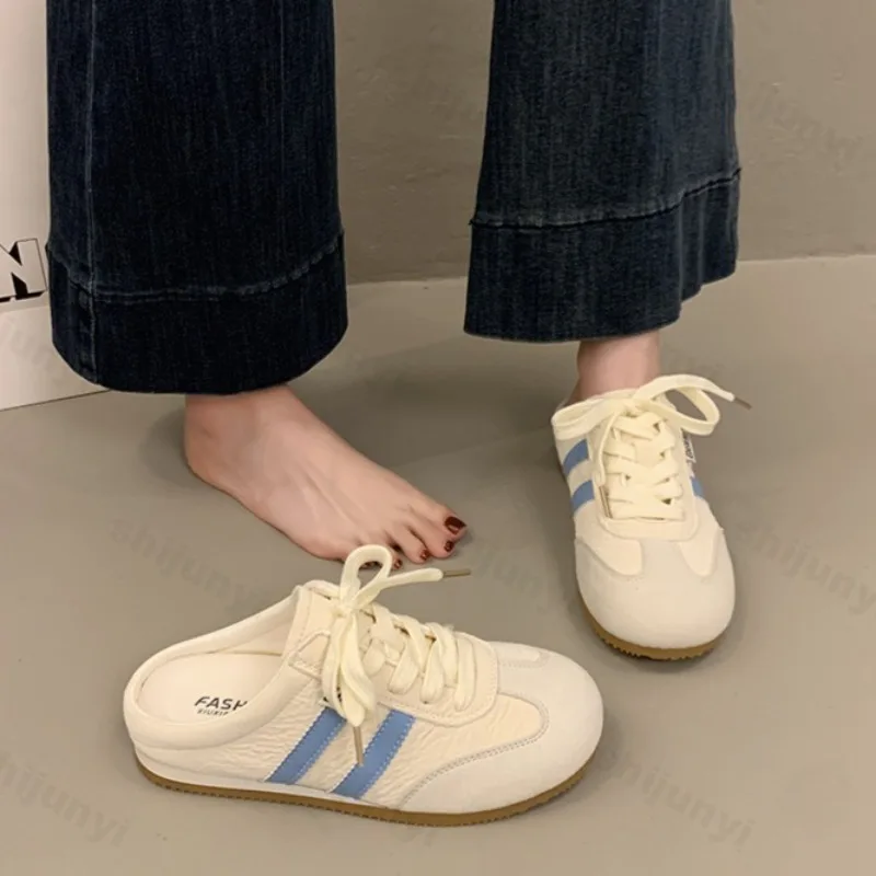Women Fashion Slippers 2026 Summer Trend Casual Comfort Platform Flats Mules Slippers Lace-Up Non Slip Outdoor Female Slippers 6