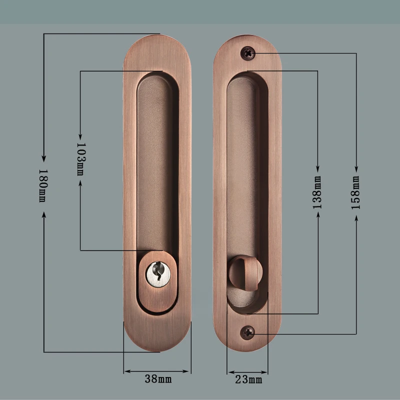 Sliding Door Sliding Door Lock Safety Lock Barn Cabinet Embedded Hardware Suit Wood Handle Interior Furniturelock