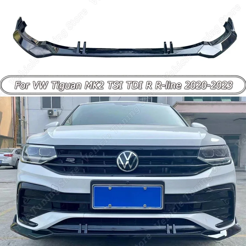 For VW Tiguan MK2 TSI TDI R R-line 2020-2023 Front Bumper Lip Splitter  Spolier Diverter Diffuser Removable Retrofit Body Kit