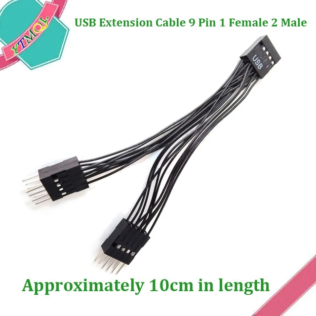 100Pcs Cable de extensión USB para placa base de ordenador, divisor Dupont  de 9 pines, 2,54mm, 1 hembra a 2 macho PC DIY - AliExpress