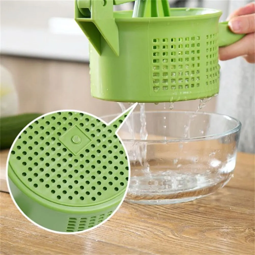 Romote Spinner Vegetable Creative Pressing Vegetable Stuffing Squeezer Fruit Squeezing Tool Hand-Pressure Dehydration Tool for Kitchen Dining (Green)