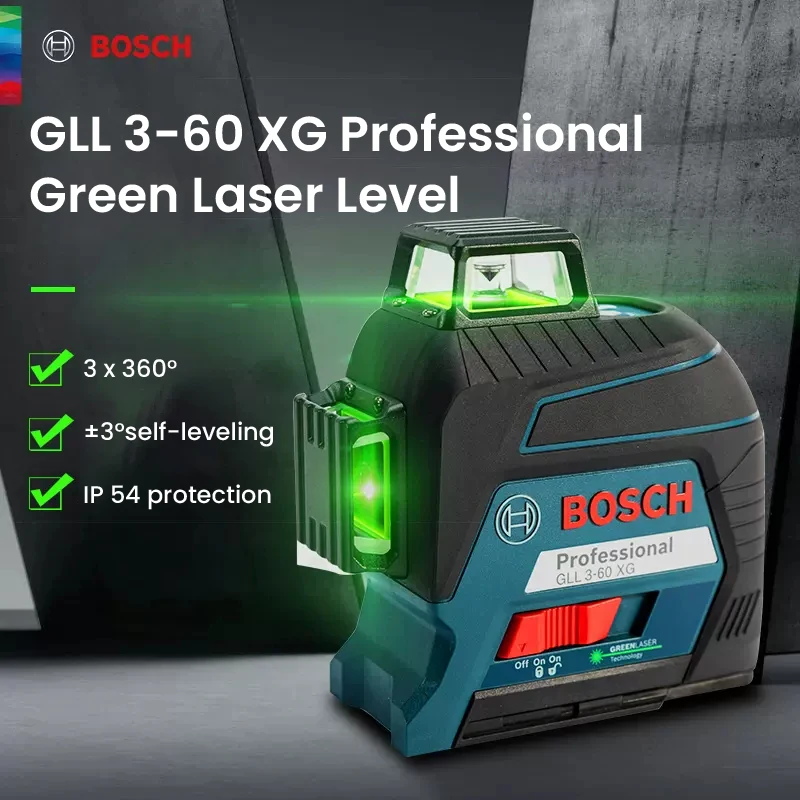 Bosch GLL 30 G Laser Level GLL3-60XG 360 Degree High Precision Green Light  Level Vertical 12 Line Laser Levels Professional