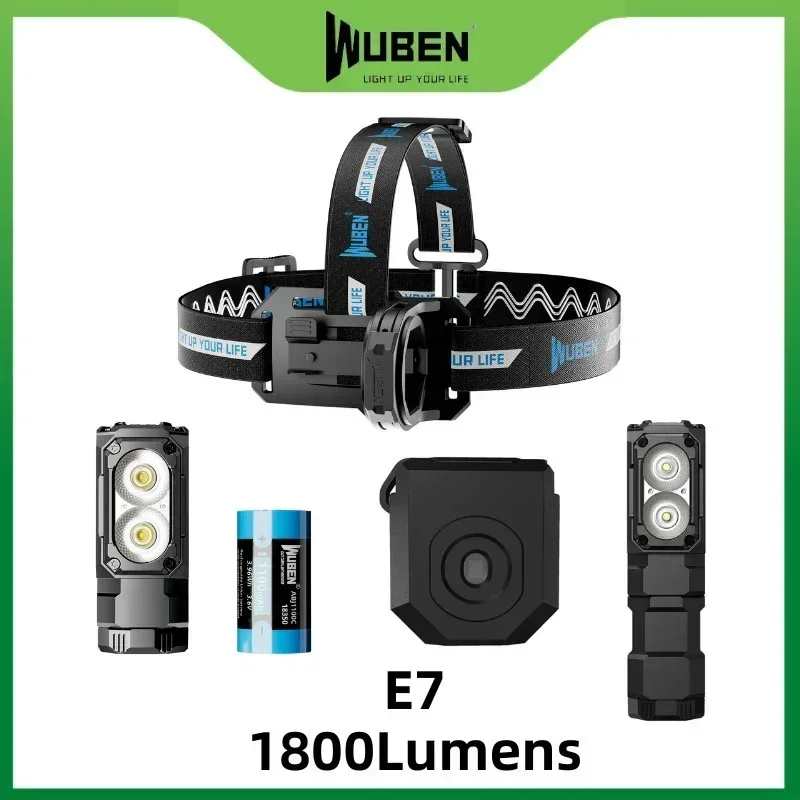 Перезаряжаемый легкий налобный фонарь и фонарик WUBEN E7 1800 люмен